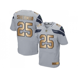 Nike Seattle Seahawks #25 Richard Sherman Grey Alternate Men's Stitched NFL Elite Gold Jersey