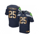 Nike Seattle Seahawks #25 Richard Sherman Steel Blue Team Color Men's Stitched NFL Elite Gold Jersey