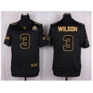 Nike Seattle Seahawks #3 Russell Wilson Black Pro Line Gold Collection Jersey[Elite]