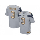 Nike Seattle Seahawks #3 Russell Wilson Grey Alternate Men's Stitched NFL Elite Gold Jersey