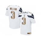 Nike Seattle Seahawks #3 Russell Wilson White Men's Stitched NFL Elite Gold Jersey