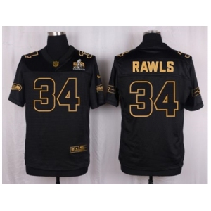 Nike Seattle Seahawks #34 Thomas Rawls Black Pro Line Gold Collection Jersey[Elite]