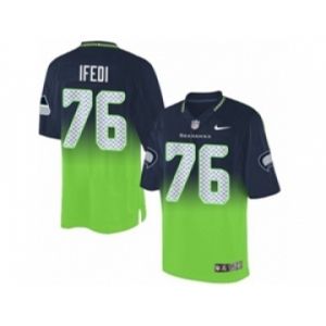 Nike Seattle Seahawks #76 Germain Ifedi Steel Blue-Green Men's Stitched NFL Elite Fadeaway Fashion Jersey