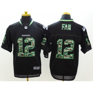 nike nfl jerseys seattle seahawks #12 fan Black[Elite Camo Fashion]