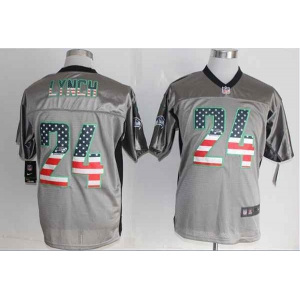 nike nfl jerseys seattle seahawks #24 lynch grey[Elite USA Flag Fashion shadow]