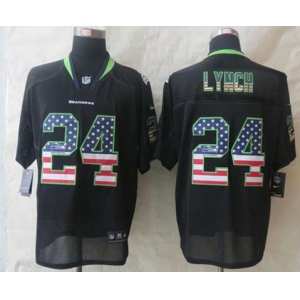 nike nfl jerseys seattle seahawks #24 marshawn lynch black[Elite USA flag fashion]