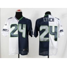 nike nfl jerseys seattle seahawks #24 marshawn lynch blue-white[Elite split]