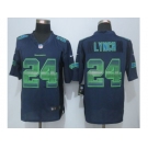 2015 New Nike Seattle Seahawks #24 Lynch Navy Blue Strobe Jerseys[Limited]