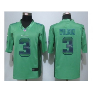 2015 New Nike Seattle Seahawks #3 Wilson Green Strobe Jerseys[Limited]