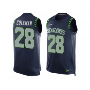 Men Nike Seattle Seahawks #28 Justin Coleman Limited Steel Blue Player Name & Number Tank Top NFL Jersey