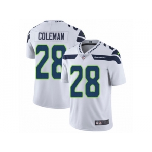 Men Nike Seattle Seahawks #28 Justin Coleman White Vapor Untouchable Limited Player NFL Jersey