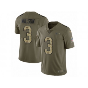 Men Nike Seattle Seahawks #3 Russell Wilson Limited Olive Camo 2017 Salute to Service NFL Jersey