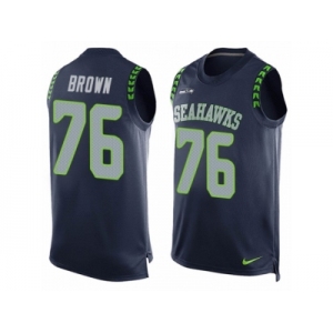 Men Nike Seattle Seahawks #76 Duane Brown Limited Steel Blue Player Name & Number Tank Top NFL Jersey