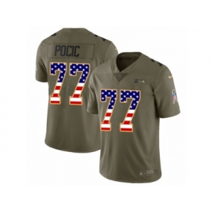 Men Nike Seattle Seahawks #77 Ethan Pocic Limited Olive USA Flag 2017 Salute to Service NFL Jersey