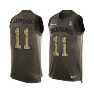 Men's Nike Seattle Seahawks #11 Sebastian Janikowski Limited Green Salute to Service Tank Top NFL Jersey