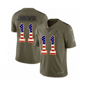 Men's Nike Seattle Seahawks #11 Sebastian Janikowski Limited Olive USA Flag 2017 Salute to Service NFL Jersey