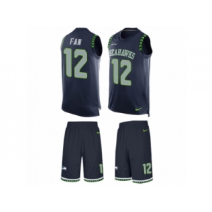 Men's Nike Seattle Seahawks 12th Fan Limited Steel Blue Tank Top Suit NFL Jersey