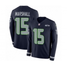 Men's Nike Seattle Seahawks #15 Brandon Marshall Limited Navy Blue Therma Long Sleeve NFL Jersey