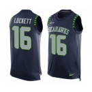 Men's Nike Seattle Seahawks #16 Tyler Lockett Limited Steel Blue Player Name & Number Tank Top NFL Jersey