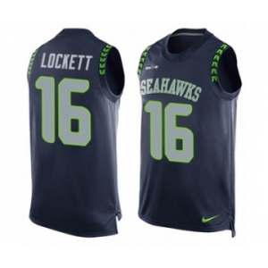 Men's Nike Seattle Seahawks #16 Tyler Lockett Limited Steel Blue Player Name & Number Tank Top NFL Jersey