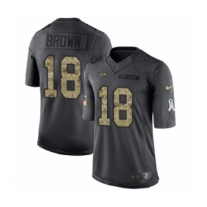 Men's Nike Seattle Seahawks #18 Jaron Brown Limited Black 2016 Salute to Service NFL Jersey