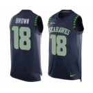 Men's Nike Seattle Seahawks #18 Jaron Brown Limited Steel Blue Player Name & Number Tank Top NFL Jersey
