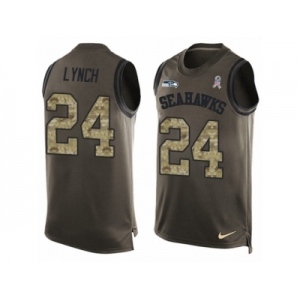 Men's Nike Seattle Seahawks #24 Marshawn Lynch Limited Green Salute to Service Tank Top NFL Jersey