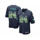Men's Nike Seattle Seahawks #24 Marshawn Lynch Limited Navy Blue Strobe NFL Jersey