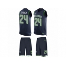 Men's Nike Seattle Seahawks #24 Marshawn Lynch Limited Steel Blue Tank Top Suit NFL Jersey