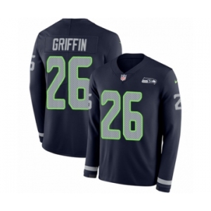 Men's Nike Seattle Seahawks #26 Shaquill Griffin Limited Navy Blue Therma Long Sleeve NFL Jersey