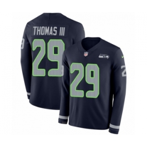 Men's Nike Seattle Seahawks #29 Earl Thomas III Limited Navy Blue Therma Long Sleeve NFL Jersey
