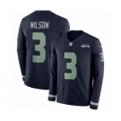 Men's Nike Seattle Seahawks #3 Russell Wilson Limited Navy Blue Therma Long Sleeve NFL Jersey