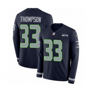 Men's Nike Seattle Seahawks #33 Tedric Thompson Limited Navy Blue Therma Long Sleeve NFL Jersey