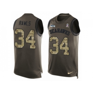 Men's Nike Seattle Seahawks #34 Thomas Rawls Limited Green Salute to Service Tank Top NFL Jersey