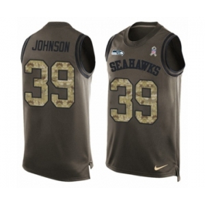 Men's Nike Seattle Seahawks #39 Dontae Johnson Limited Green Salute to Service Tank Top NFL Jersey