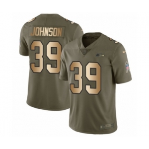 Men's Nike Seattle Seahawks #39 Dontae Johnson Limited Olive Gold 2017 Salute to Service NFL Jersey
