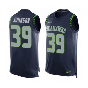 Men's Nike Seattle Seahawks #39 Dontae Johnson Limited Steel Blue Player Name & Number Tank Top NFL Jersey