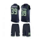 Men's Nike Seattle Seahawks #39 Dontae Johnson Limited Steel Blue Tank Top Suit NFL Jersey