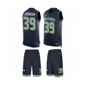 Men's Nike Seattle Seahawks #39 Dontae Johnson Limited Steel Blue Tank Top Suit NFL Jersey