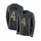 Men's Nike Seattle Seahawks #4 Michael Dickson Limited Black Salute to Service Therma Long Sleeve NFL Jersey