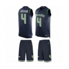 Men's Nike Seattle Seahawks #4 Michael Dickson Limited Steel Blue Tank Top Suit NFL Jersey