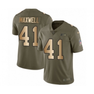 Men's Nike Seattle Seahawks #41 Byron Maxwell Limited Olive Gold 2017 Salute to Service NFL Jersey