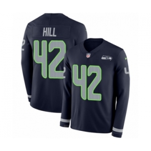 Men's Nike Seattle Seahawks #42 Delano Hill Limited Navy Blue Therma Long Sleeve NFL Jersey