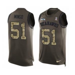 Men's Nike Seattle Seahawks #51 Barkevious Mingo Limited Green Salute to Service Tank Top NFL Jersey