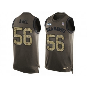 Men's Nike Seattle Seahawks #56 Cliff Avril Limited Green Salute to Service Tank Top NFL Jersey