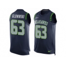Men's Nike Seattle Seahawks #63 Mark Glowinski Limited Steel Blue Player Name & Number Tank Top NFL Jersey