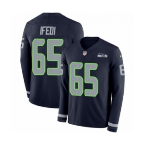 Men's Nike Seattle Seahawks #65 Germain Ifedi Limited Navy Blue Therma Long Sleeve NFL Jersey