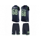 Men's Nike Seattle Seahawks #68 Justin Britt Limited Steel Blue Tank Top Suit NFL Jersey