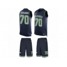 Men's Nike Seattle Seahawks #70 Rees Odhiambo Limited Steel Blue Tank Top Suit NFL Jersey