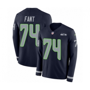 Men's Nike Seattle Seahawks #74 George Fant Limited Navy Blue Therma Long Sleeve NFL Jersey